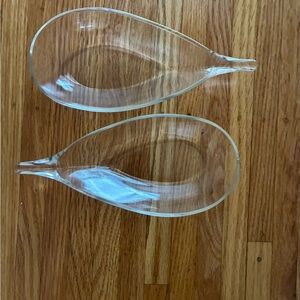 Vintage Clear teardrop shaped nut/candy dishes